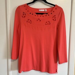 Rafaela embroidered top shirt 3/4 sleeve  dressy top size Medium M (8-10)